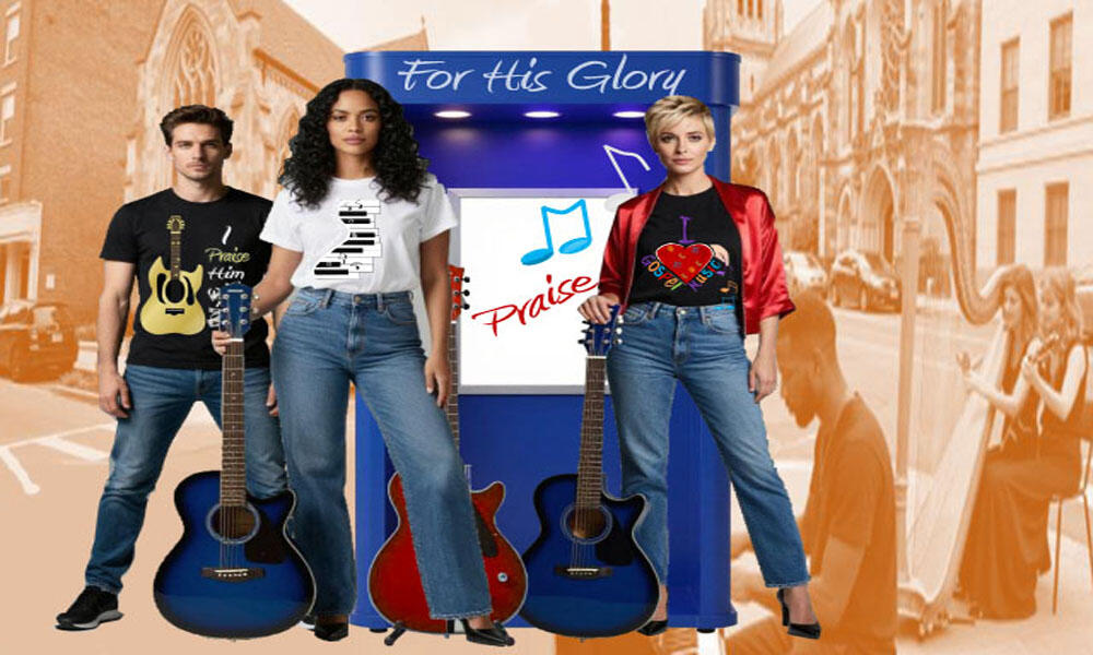 Our Music & Worship Collection elevates praise and worship with Christian designs featuring music notes, colorful instruments, and stylish piano keys. Perfect tees for music ministry, choir rehearsal, gospel events, worship teams, or everyday faith-filled